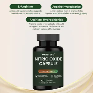 Nature's Gate Nitric Oxide Capsules, 60 Count, Dietary Supplement for Active Lifestyle & Daily Vitality Support