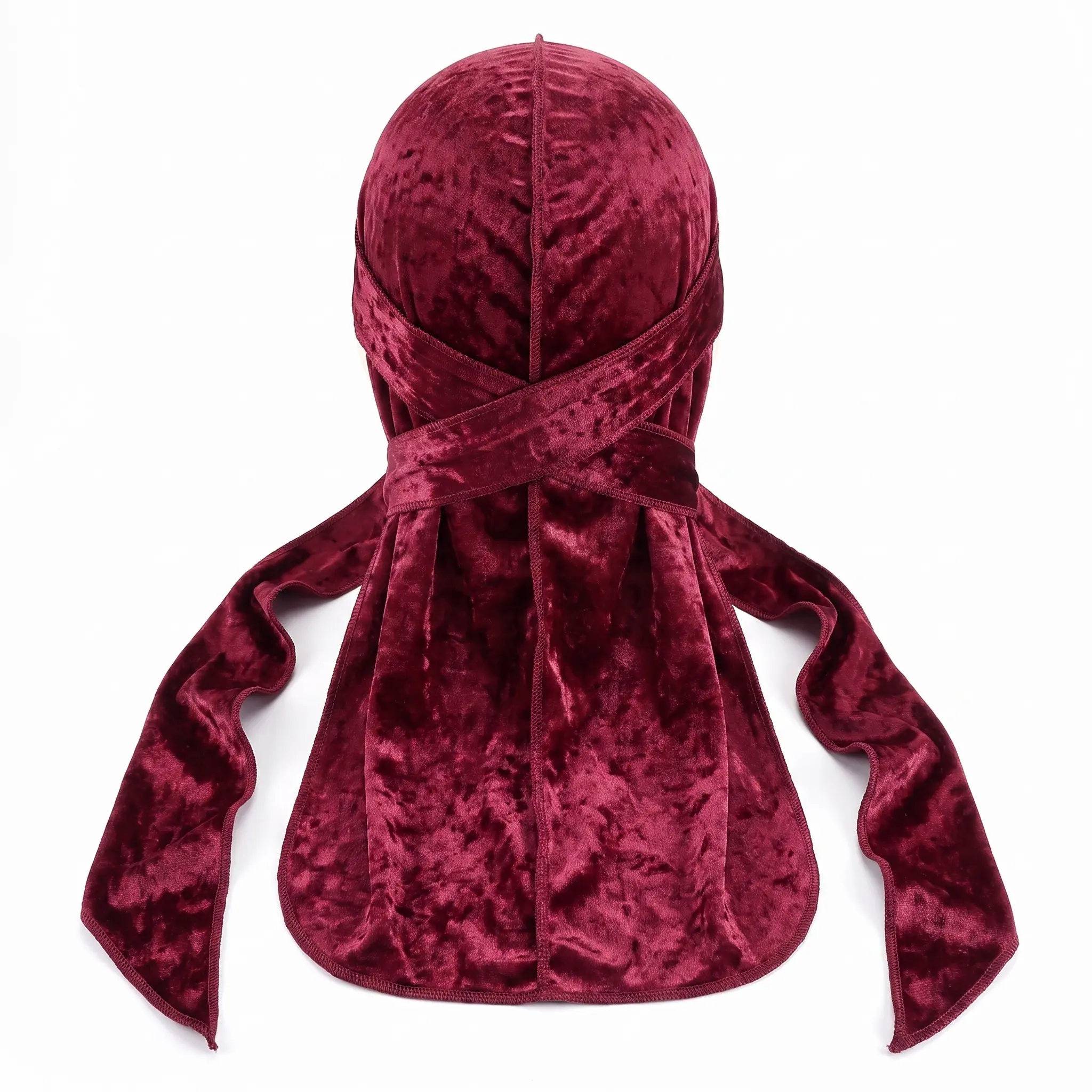 Premium Crushed Velvet Wine Red Durag Premium Crushed Velvet Wine Red Durag