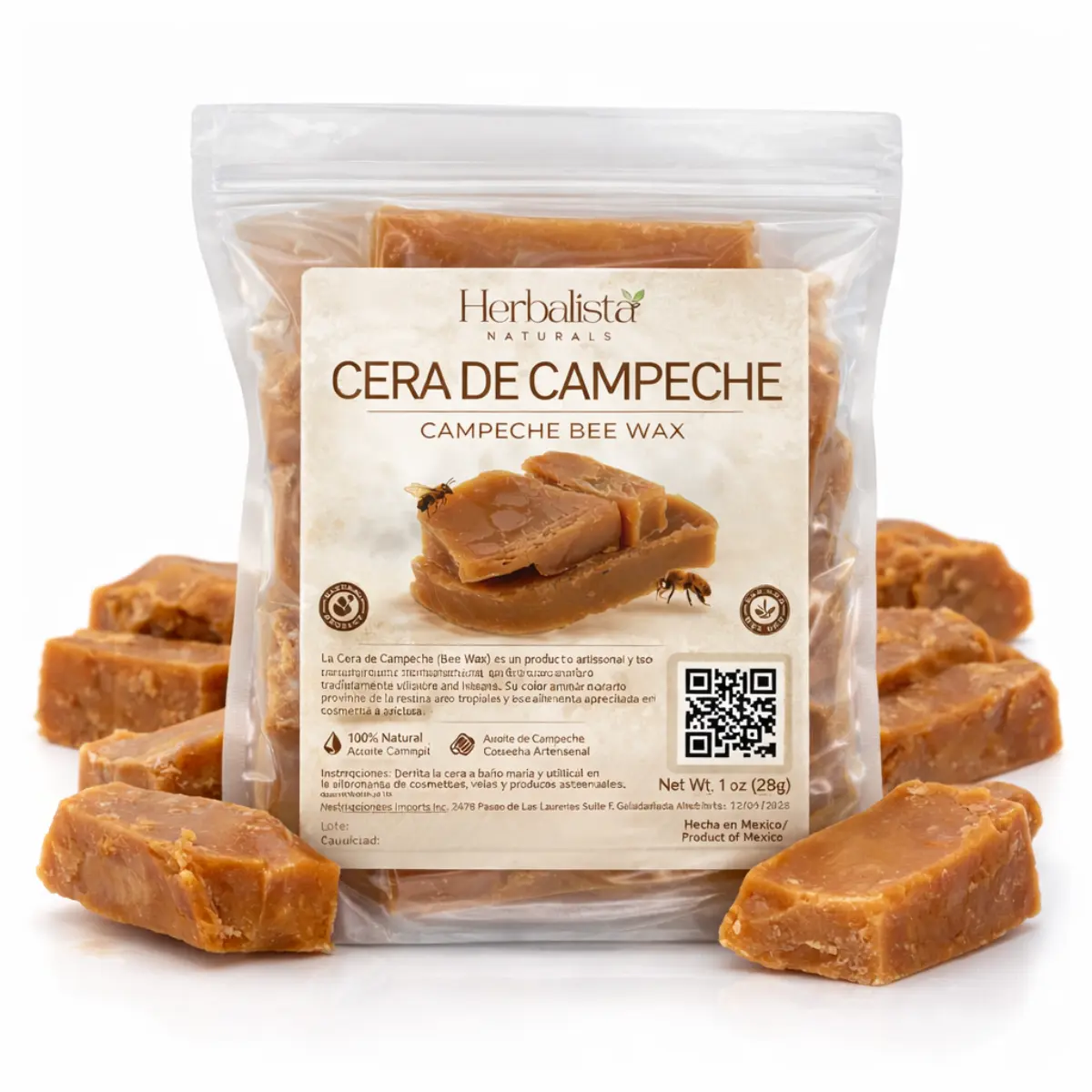 herbalista 1 oz Campeche Beeswax Block - 100% Pure Solid Wax with Honey Aroma for Candle Making, Energy Cleansing Rituals & Handmade Gifts