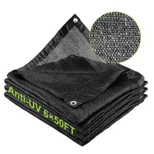 Shade Cloth, 60% Sunblock 6 x 50 ft Sun Shade Sail for Garden Patio Plants Pergola Greenhouse Deck Yard Pool, Black