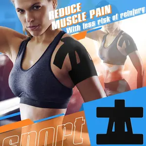 10 Count,Kinesiology Tape for Shoulder Pain Relief Pre Cut Sports Waterproof Breathable Enhance Elastic Kinesiology Athletic Tape for Shoulder Support and Muscle Sports(Black),Boxing Wrap