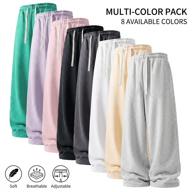 Men's Breathable Soft Fabric Elastic Waist Joggers - Street Casual, Regular Fit, Everyday Jogger Pant Clothes, Pure Color Baggy Track Pants for Gym,sohochic