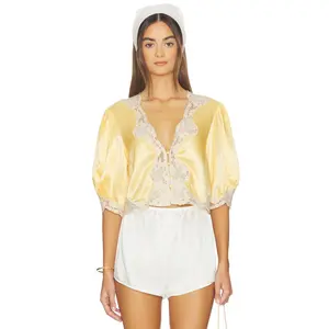 RIXO Yasmin Top in Butter Yellow