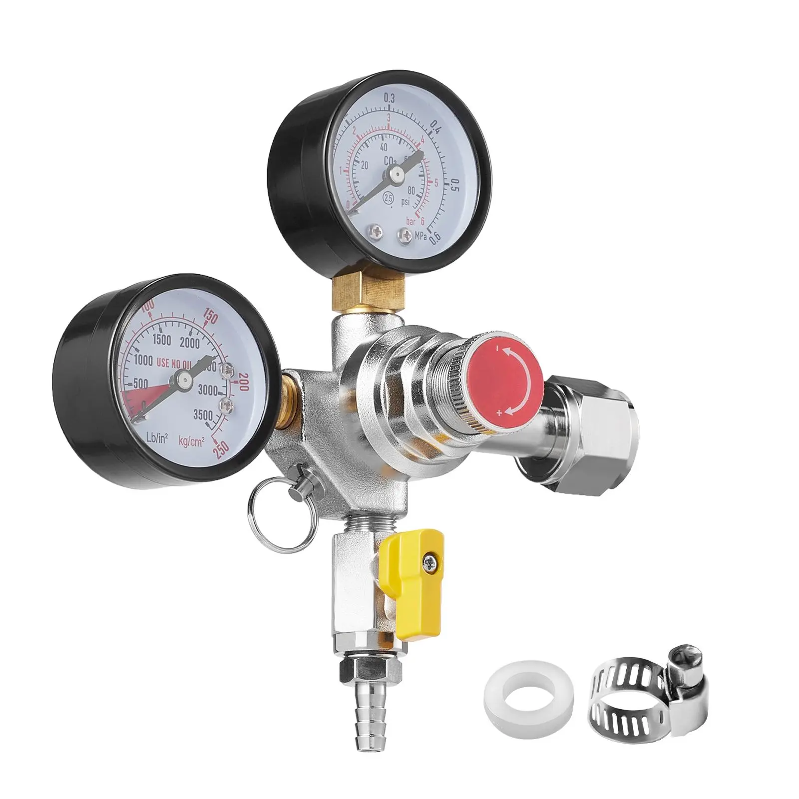 【DealsForYouDays】VEVOR Double Gauge Regulator CO2 Regulator Gauge with 0-60PSIHeavy Duty CO2 Gauge Gas SystemDraft Beer Regulator with Check ValveAdjustable Pressure Regulator for Draft Beer HomebrewCGA320
