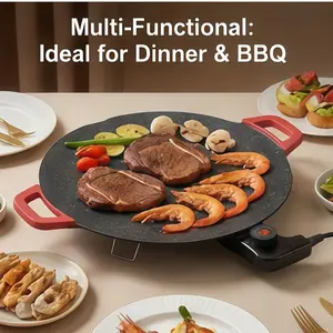 Indoor Smokeless Electric Griddle， Non-Stick Electric Indoor Grill Pan， Compact and Fast-Heating， Versatile Grill Pan for Steaks， Burgers， Pancakes and BBQ [40cm/16in]