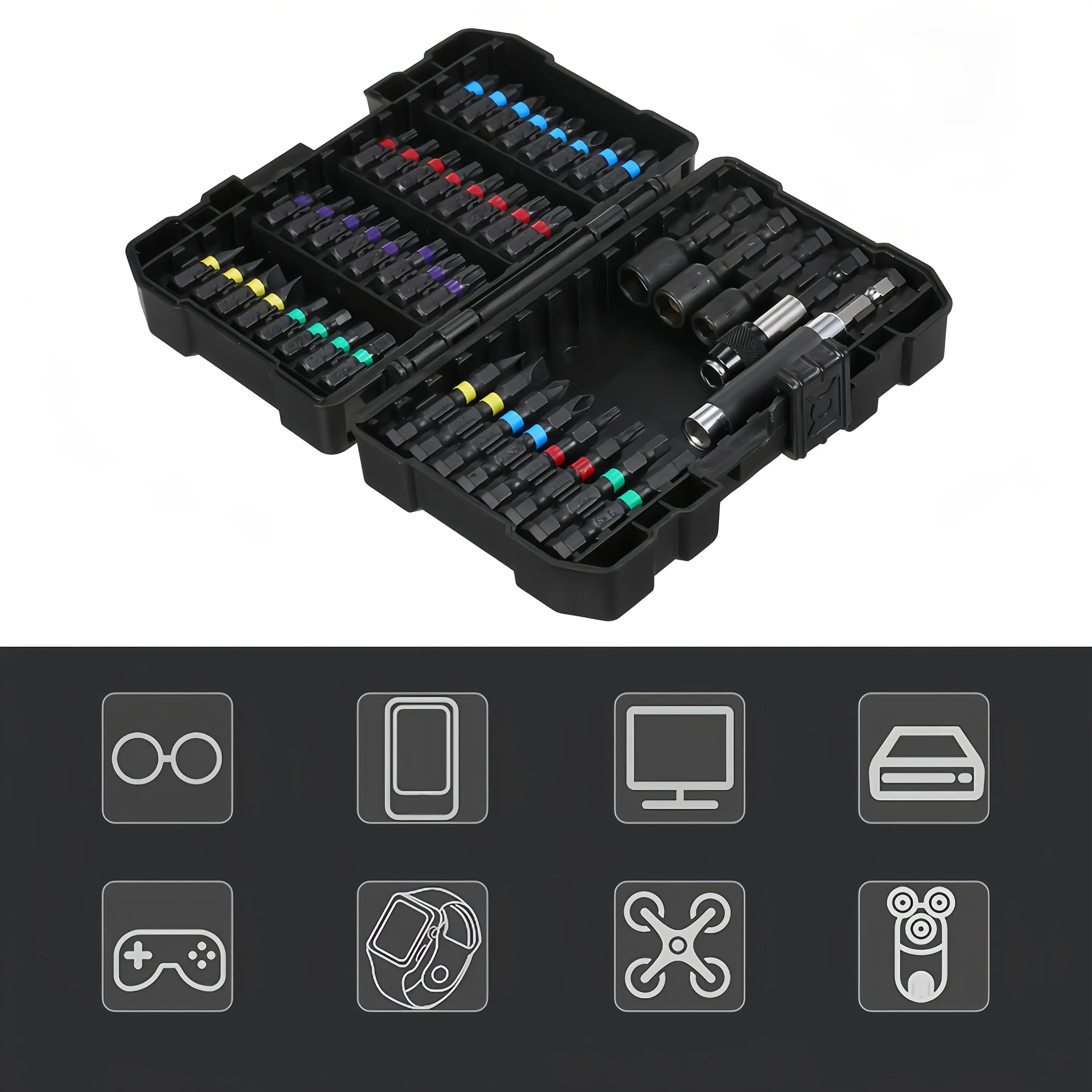 45pcs impact magnetic screwdriver bit set, screwdriver bit set, heavy-duty impact screwdriver bit set，tools and gadgets，screwdriver  set，tools and gadgets for him long hex Quick Connect RV Jack Adapter Set，tools and gadgets for him，mechanic tools