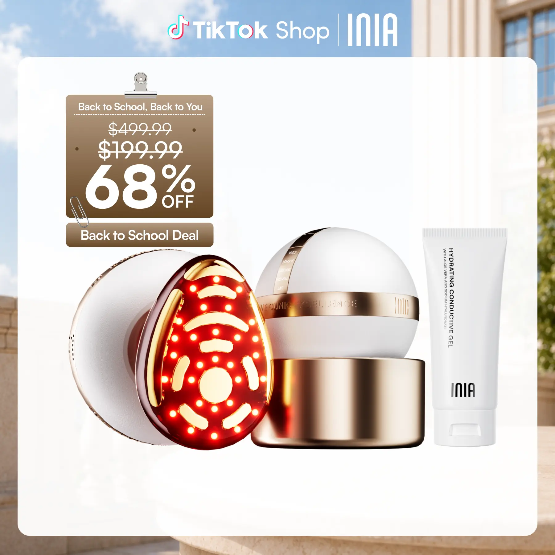 INIA SPHERA At-Home RF & LED Anti-Aging Facial Device – Lift, Tighten & Sculpt with EMS Microcurrent, Red Light Therapy, Electroporation & Cryo Cooling for Firm, Glowing Skin, Back to school, Back to school haul