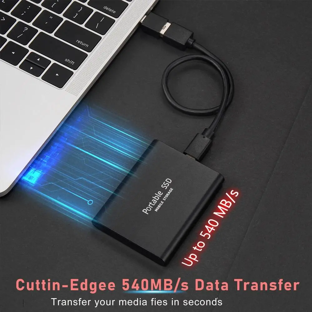 16TB External Hard Drive USB 3.2 Type-C High Speed SSD Portable Mobile Storage Quiet Operation for PC Mac