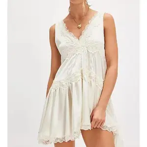 A charming, relaxed mini dress with pleated edges, suitable for fashionable summer casual women’s wear, elegant style, suitable for formal occasions GARMENTARY