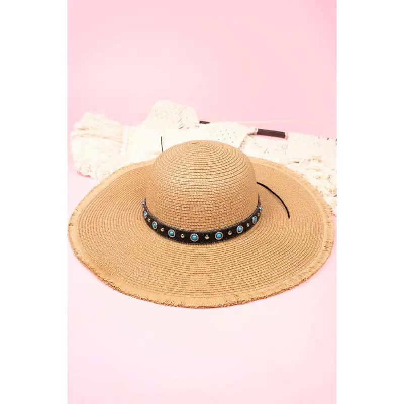 CANCUN CABANA BLACK AND TAUPE STRAW HAT - TikTok Shop display picture 1