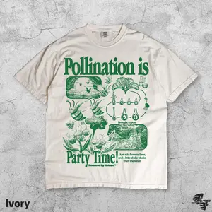 Bee Pollination Vintage T-Shirt, Retro Insect Flower Graphic Tee, 90s Botanical Science Nature Shirt, Wildflower Garden Biology Plant Gift