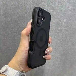 Black Hard Matte Translucent Case For iPhone 17 Pro Max 16 15 14 13 12 Pro Max Plus Phone Cases For MagSafe Wireless Charging Shockproof Protective Protection Cover Cases For iPhone Half Clear Cases
