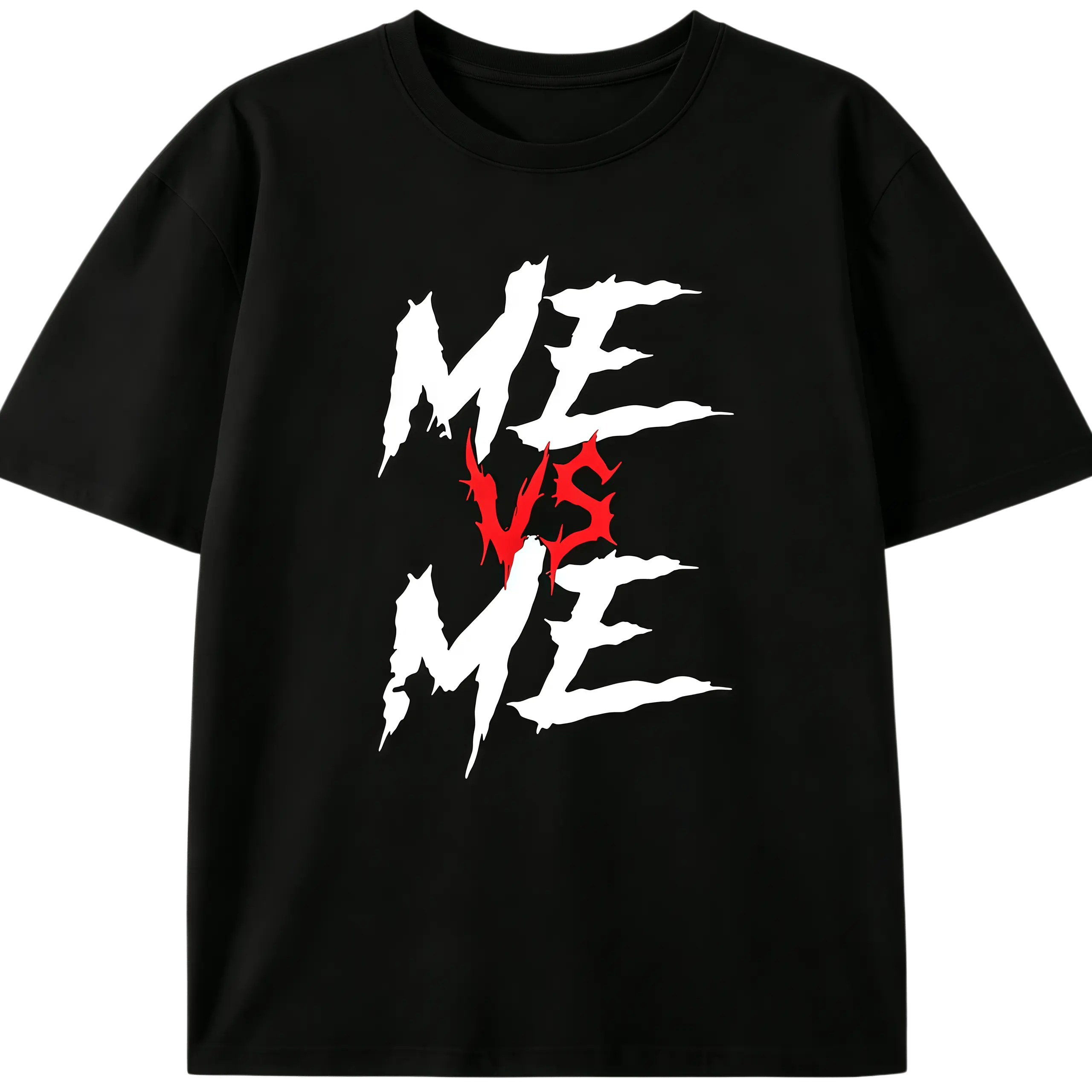 Me Vs Me Grunge Jagged Motivational Self Improvement Graphic T-Shirt For Gym Workout Streetwear Daily Outfit Fitness Training Casual Wear, Cotton T Shirt, Funny Shirts, Basic T Shirt, Oversized T Shirt, Summer T Shirt