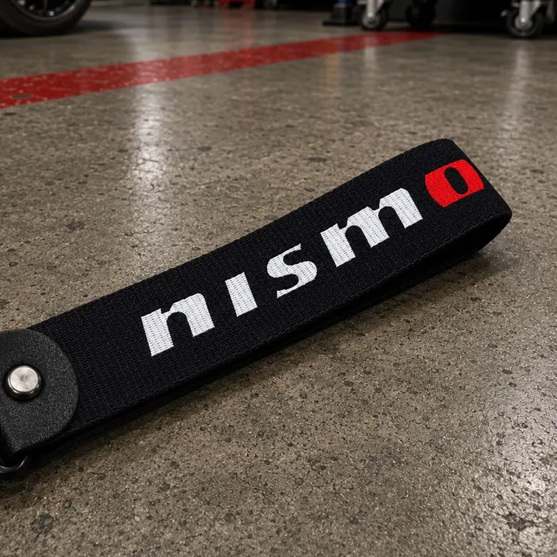 Nismo Black Wrist Strap Keychain - JDM Nissan Performance Racing Key Holder, Car Accessories, Drift Turbo Automotive Gift for Car Enthusiasts, Vehicle Key Ring Lanyard