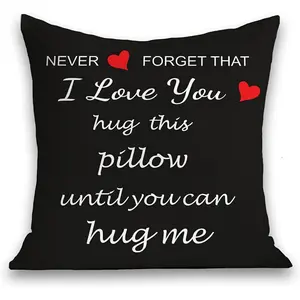 Romantic 'I Love You' Hug-Inspired Throw Pillow Cover, 18x18 Inch - Perfect Birthday Gift for Girlfriend, Soft Short Plush, Zip Closure, Hand Washable, Home Textile