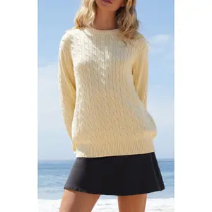 John Galt Women's Yellow Cable Knit Sweater