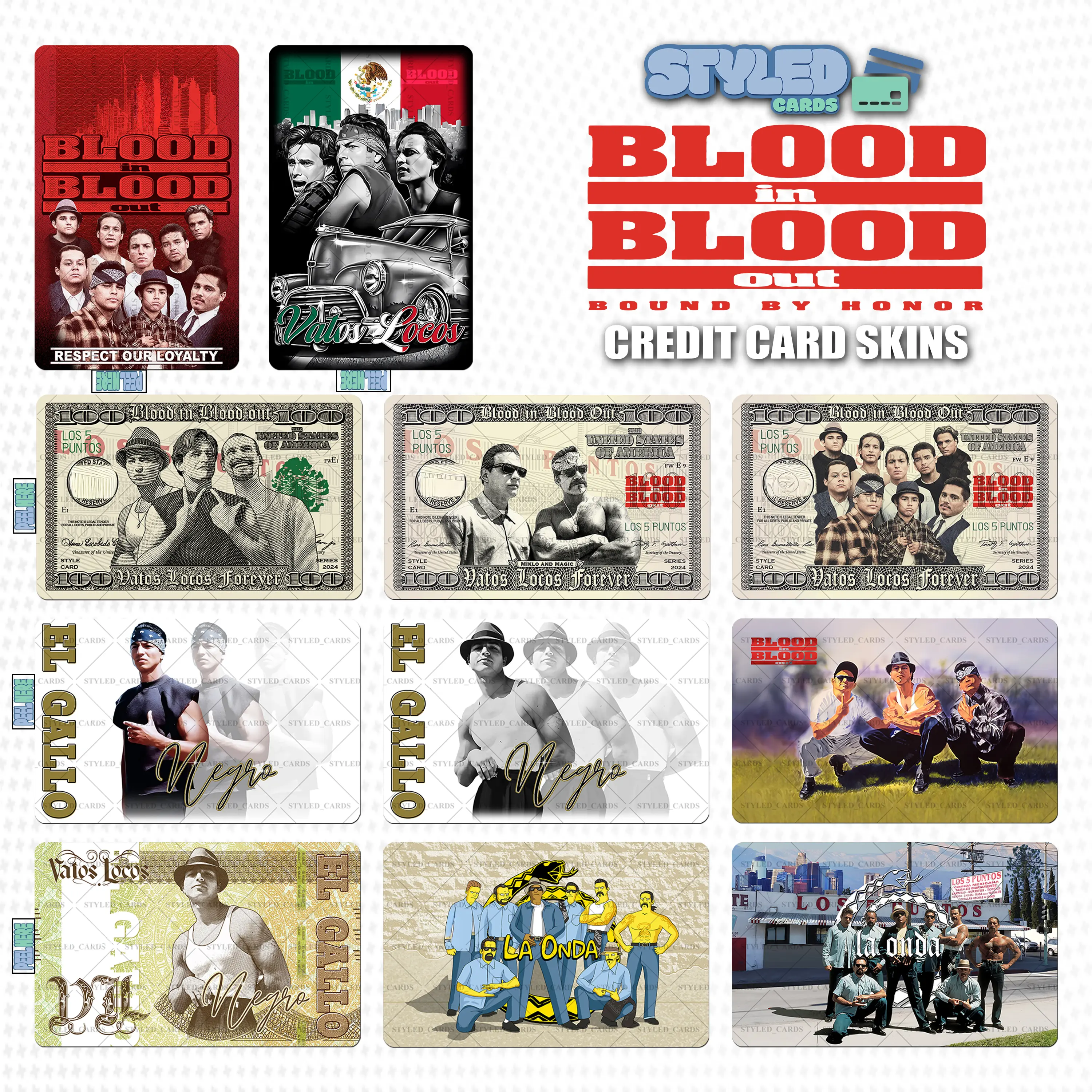 Blood in Blood Out rectangle vinyl sticker - High Quality Vinyl & UV Ink, Suitable for Personalizing Your Cards