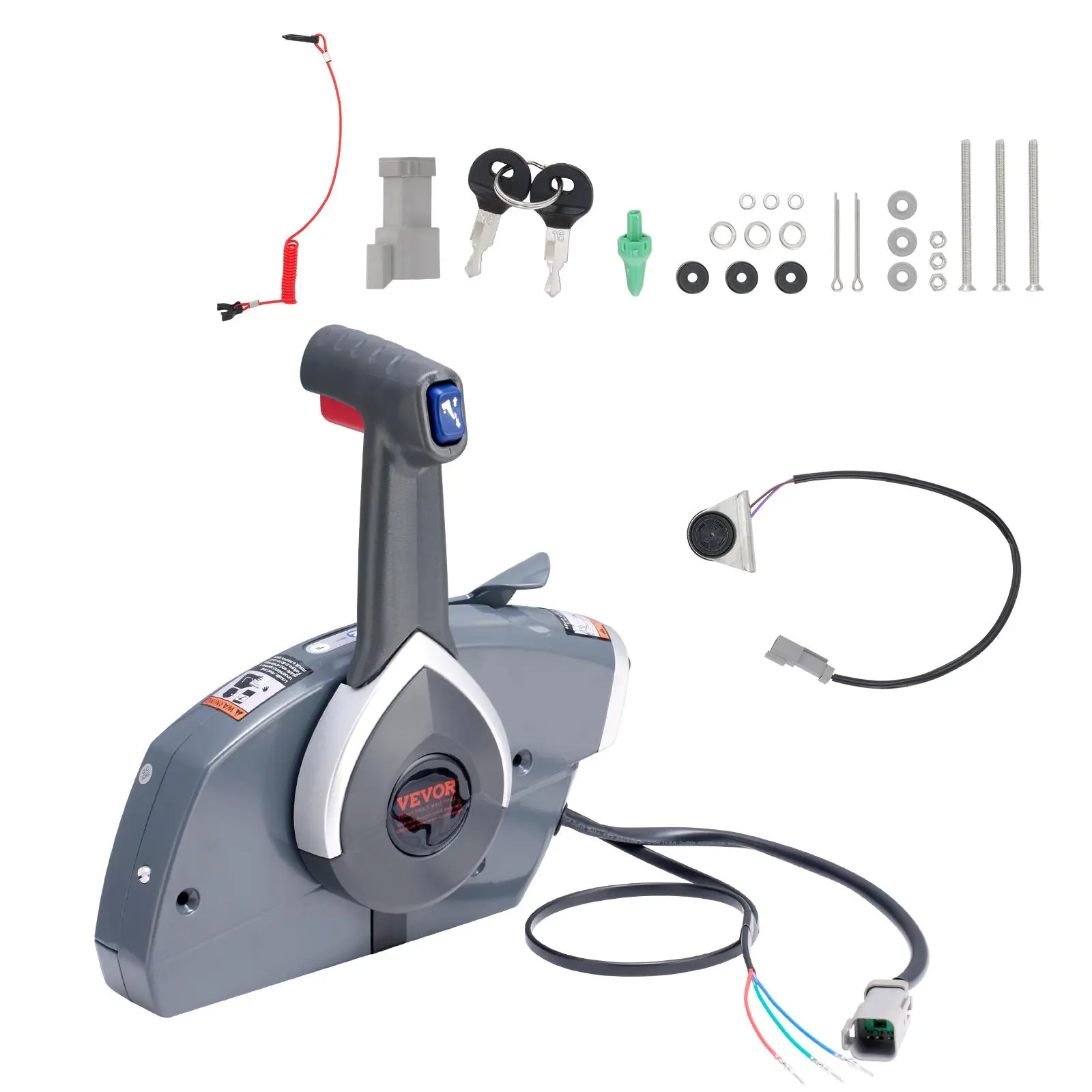 【SummerFinds】VEVOR Boat Throttle Control, 5006180 Side-Mounted Outboard Remote Control Box for Evinrude Johnson, Marine Throttle Control Box with Power Trim Switch and Lanyard