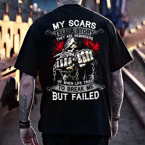 MY SCARS TELL A STORY Skeleton Print Men's T-Shirt
