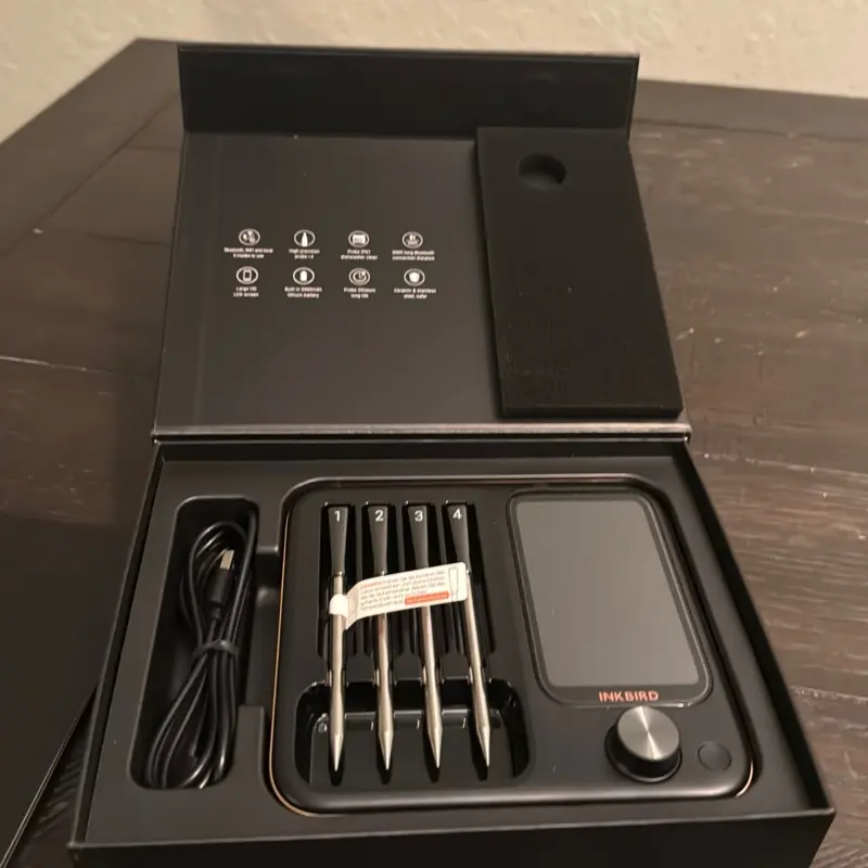 INKBIRD INT-14-BW Wireless Meat Thermometer with 4 Probes, WiFi & Bluetooth, Multi-Mode, Ultra-Precise, IP67 Waterproof, 25-Hour Battery, Ideal for Cooking & Frying, Holiday Gifts TikTokShopHolidayHaul
