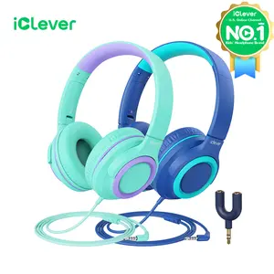 iCleverKids 2-Pack Wired Headphones with Sharing Splitter-HS22 for School Tablet Travel Audio Headset Earbud Electronic