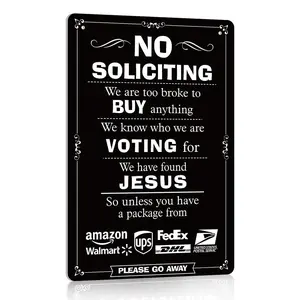 No Soliciting   House, Funny No Soliciting Metal   Front Door Home Yard Business, Waterproof, Weather Resistant Aluminum  8x12 Inch sign for