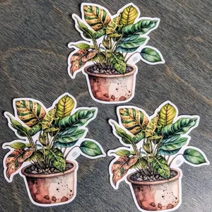 Croton Petra Houseplant Stickers, Potted Plant Stickers