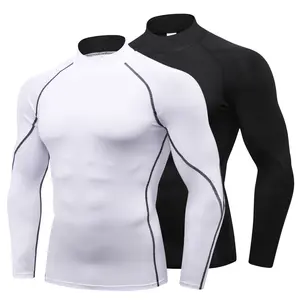 2 Pack Turtleneck Compression Shirts Men Long Sleeve Workout Undershirts for Men Tights Basketball Running Athletic Base Layer Tops workout tops Gym Tee High Performance Activewear
