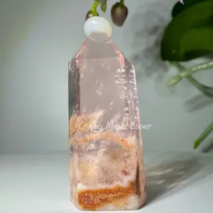 AA Quality Snowflake Phantom (Garden Quartz) in Rose Quartz mini point and mini sphere ~ Very Pink and Clear ~