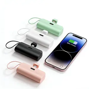 Portable 5000mah Power Bank, Capsule Design Pocket Charger, LED Battery Display, Type-C Interface, Small Compact Emergency Backup for iPhone & Android