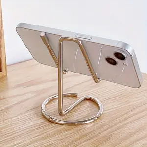 1pc Simple Metal Mobile Phone Bracket, Luxurious Modern Simple  Lazy Desktop Flat Base, Cellphone Holder