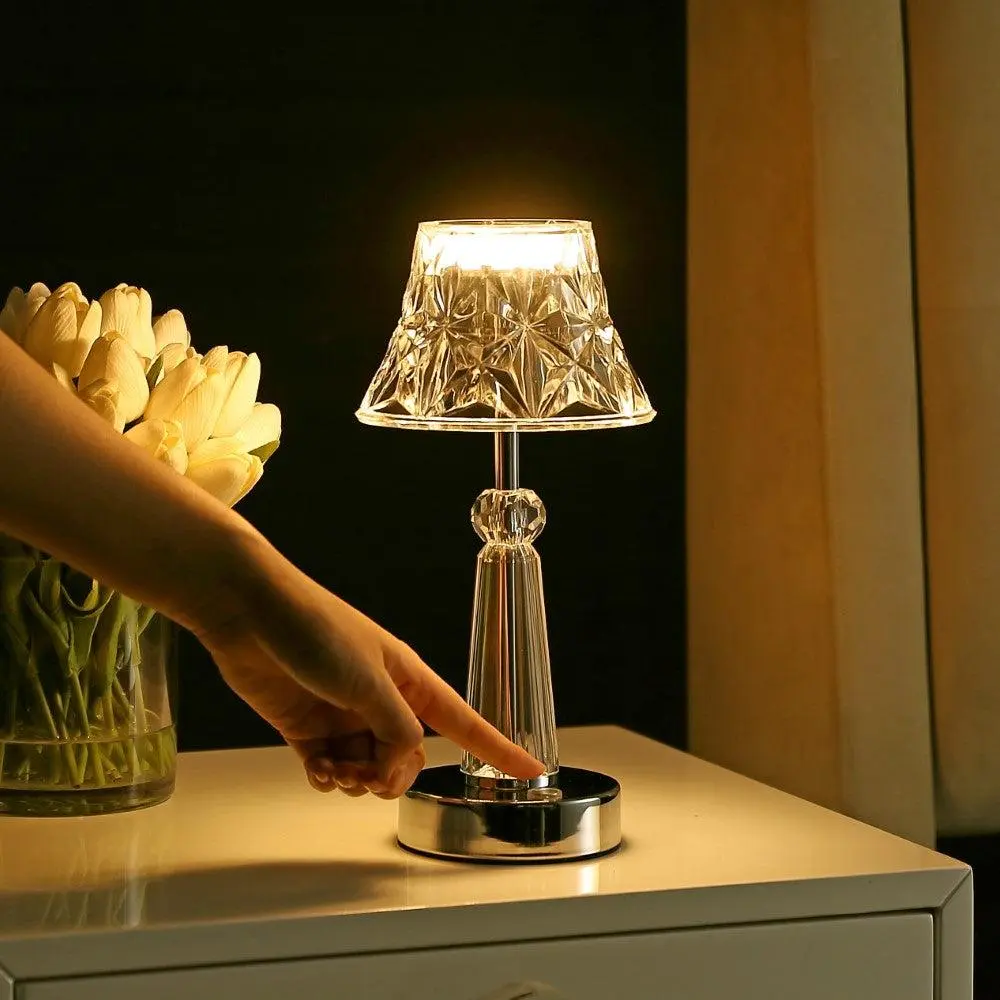 JONATHAN Y Madelyn Bohemian Classic Acrylic Rechargeable Integrated Portable LED Table Lamp - Boujee Household Item for Bedroom, Living Room, Dorms, Boujee Household Items