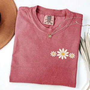 Comfort Colors Daisy TShirt, Boho Floral Graphic Tee, Retro Aesthetic Flower T-Shirt, Soft Washed Vintage Tee, Valentines Gift Women Tshirt