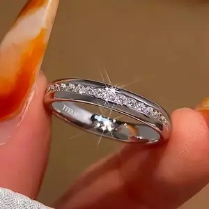 Titanium 5 Pieces Women's 4mm Wide Stainless Steel Hypoallergenic Wedding Engagement Rings Elegant Bohemian Style Round Cut Synthetic Zircon Anti-Tarnish White Gold Plated Daily Wear