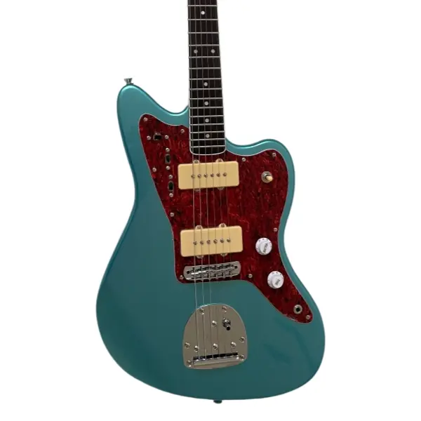 Metallic Green Jazz Electric Guitar Mahogany Body Maple Neck Red Pearl Pickguard
