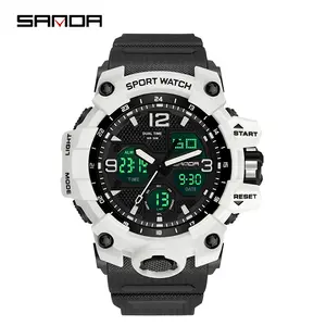 Men's Waterproof Sports  Digital Luminous Display Alarm Chronograph Stopwatch Date Analog-Digital Quartz Wristwatch.