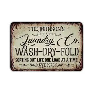 Custom Metal Laundry Room Sign Personalized Wash Dry Fold Sorting Out Life One Load At A Time