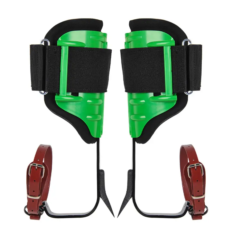 Lightweight Tree Climbing Spikes for Arborists, 1 Pair High-Strength Alloy Steel Climbers with Adjustable Polyester Straps for Pruning - Green, Adjustable Hook-And-Loop Fastener Straps, Adjustable Straps