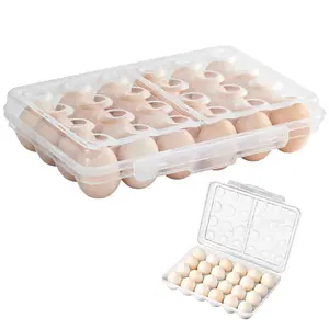 24 Deviled Egg Containers with Lid, Egg Dispenser Organizer for Refrigerator, Durable Plastic Egg Storage Rack for Fridge, Kitchen Cabinet