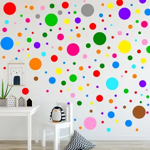 12 Sheets 252 count Colorful Wall  Polka Dot Wall Stickers Decor Peel and Stick for Bathroom Kitchen Bedroom Decoration