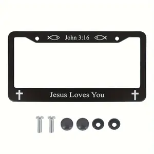 A God'S Gospel Loves You License Plate Frame Is Made of Aluminum Alloy Material, Suitable for US, Canada License Plates