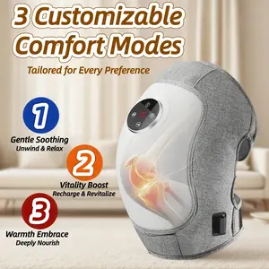 Cordless Heated Knee Massager – Battery-Operated, Heat, Multi-Mode, Vibration Massage Device with 3 Heating Levels, 3 Vibration Modes, LED Screen, Adjustable Straps, Pain Relief, Ideal for Adult Gifts (Personal Care Appliance), Battery-Operated Massage De