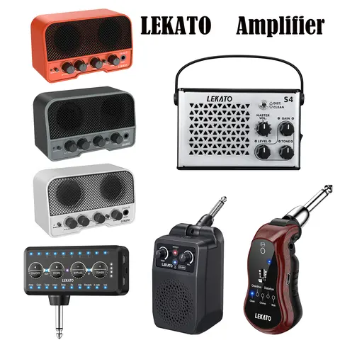 [Limited Time Deal] LEKATO Portable Bluetooth Guitar Amp, 5W/10W Mini Rechargeable Clean Distortion Gain Control Adjustable Electric Guitar Amplifier, Wireless Audio for Smartphone, USB Travel Indoor Practice, Music Lover Beginner Gift (Free delivery)