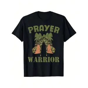[Camo Heels Prayer Warrior God Jesus Christian Faith Women T Shirt Graphic Tees Summer Outfits for Men Soft Cotton T-Shirt