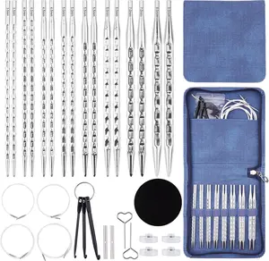 Interchangeable Needle Set with Storage Box And Accessories, 5" (13cm) | 8 US Sizes (4 to 11) Square Knitting Needles, Knitting Supplies
