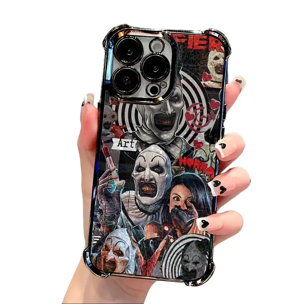 Art The Clown Horror Terrifier TPU Flexible Shell Smartphone Casing - Transparent, Soft, Drop-Proof Protector Accessory for iPhone 17/16/15/14/13/12 Pro Max Plus, Handheld Cellphone Devices