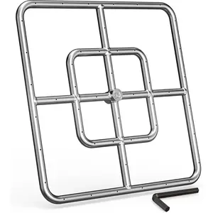 18 Inch Square Fire Pit Burner Ring for  Gas &  Fire Pit and Fireplace, 304 Stainless Steel DIY Firepit Burner for Both Indoor and Outdoor, BTU 147,000 Max