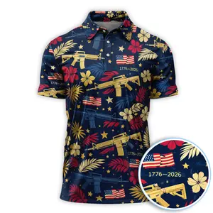 USA Patriotic 250 Golf Polo Shirt Gift For Golfer Performance Short Sleeve Print