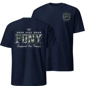 Support Our Troops FDNY Graphic T-Shirt, Soft Cotton Blend Shirt, Firefighter Tribute Apparel for Men, NYC Fire Department Pride Gift