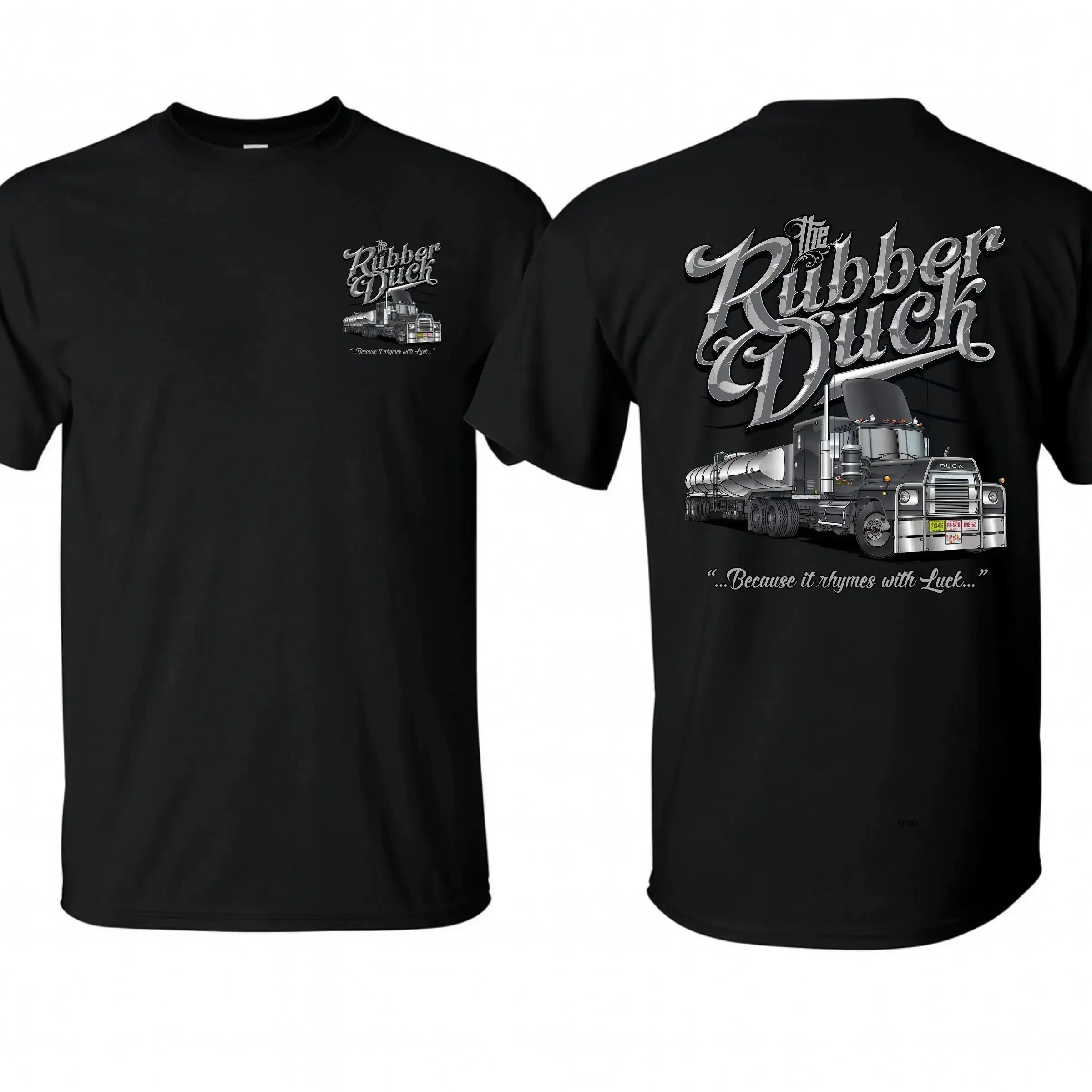Men's Soft Cotton Short-Sleeve Tshirt - Convoy Movie Rubber Duck Mack Truck Trucker Graphic, Menswear Gift for Truck Drivers, Made in USA